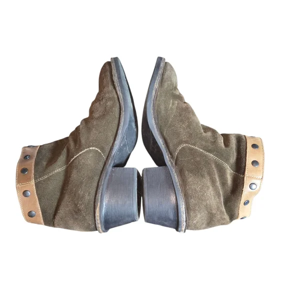 Fly London Duke Brown Suede Distressed Leather Slouch Ankle Boots Sz EU40/US8.5 - Picture 5 of 10